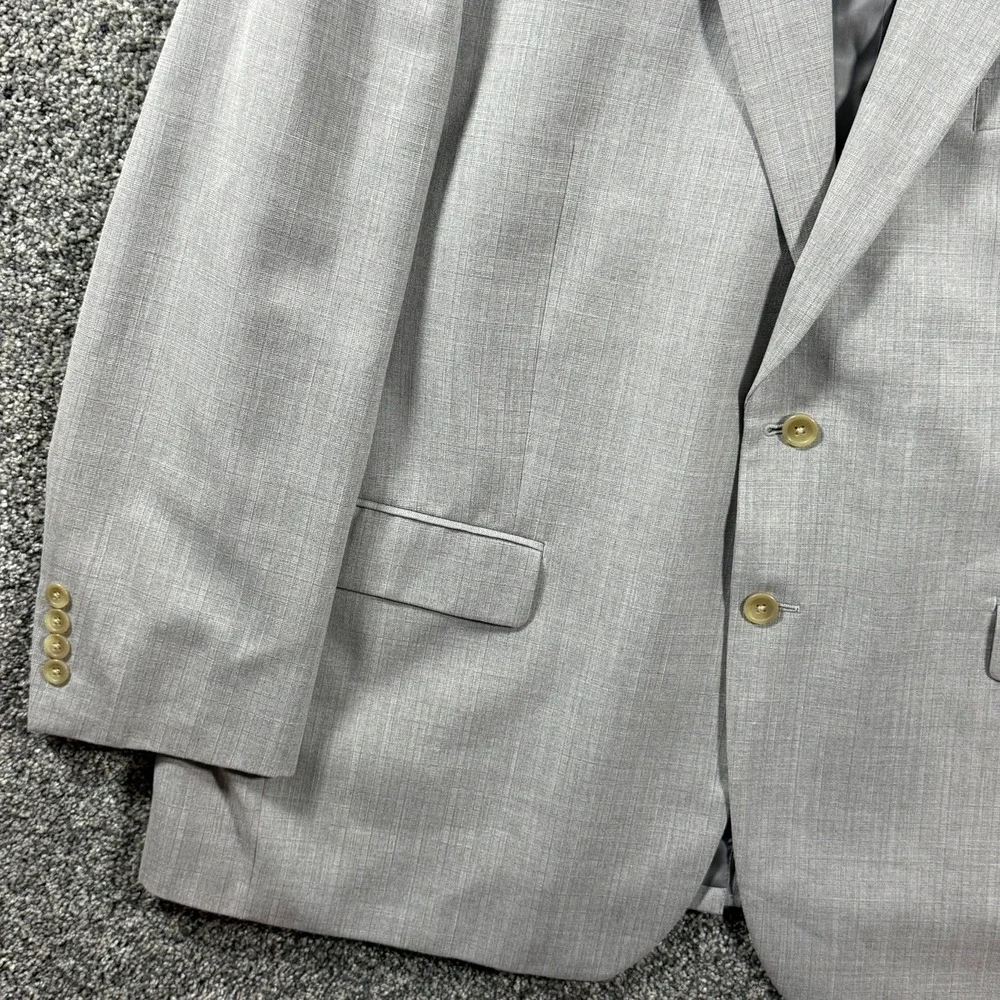 Chaps Mens Light Gray Sharkskin Two Button Blazer Sport Coat 48R